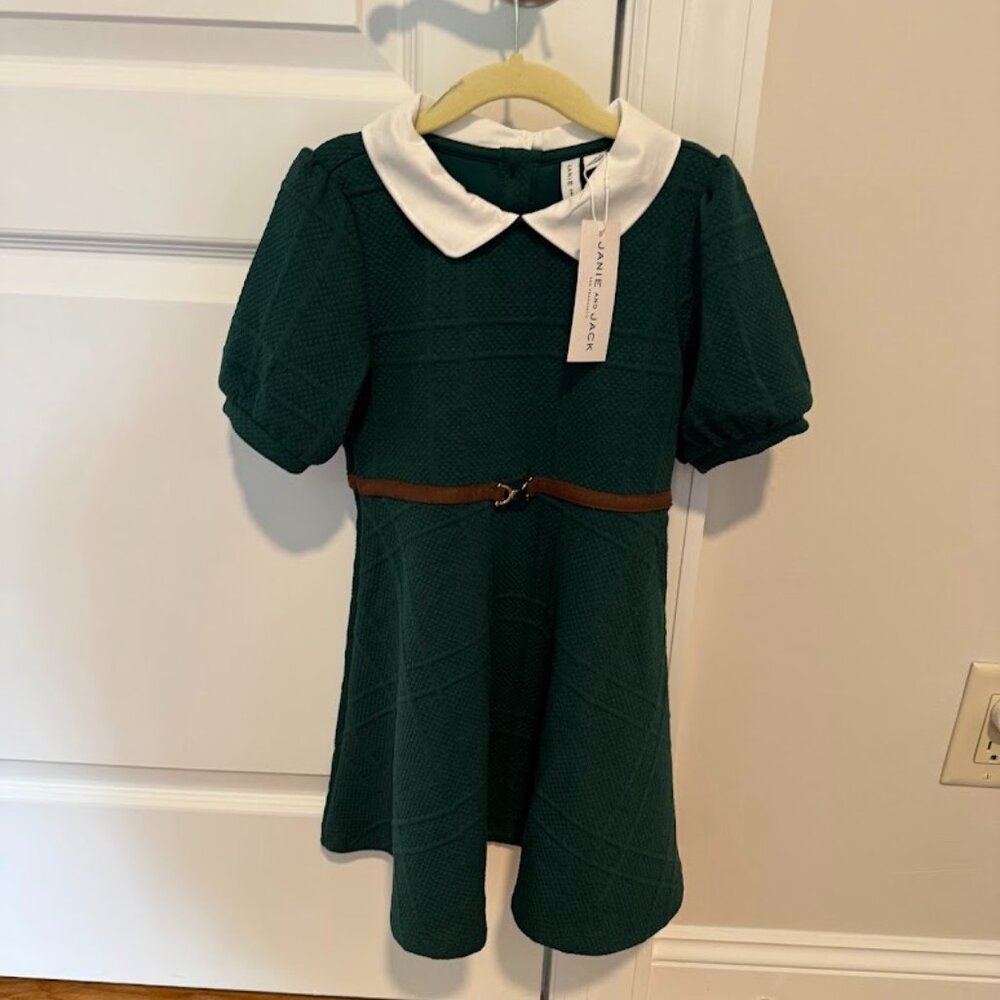 Janie and Jack Green Knit Collared Dress (Size 5)